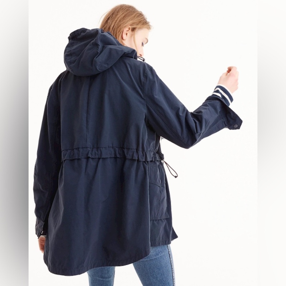 J. Crew Dark Blue Navy Hooded Anorak Utility Rain Jacket Outdoor Casual Everyday
